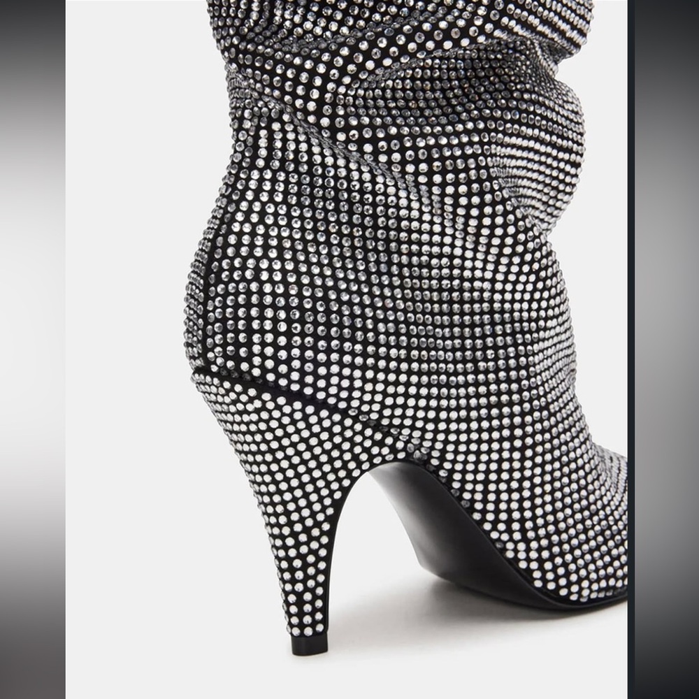 Steve Madden Silver Rhinestone Heeled Boots - Picture 5 of 9